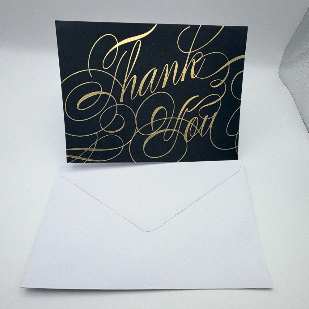 Anna Griffin Always Anna Thank You Notes & Envelopes Open Box34 Count Gold Black